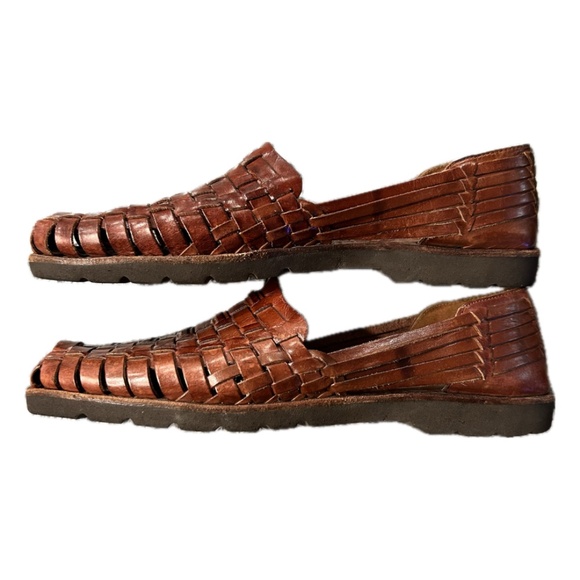 Nordstrom Hand Woven Chestnut Brown Leather Braided Sandals Mens Sz 10.5 - Picture 7 of 10